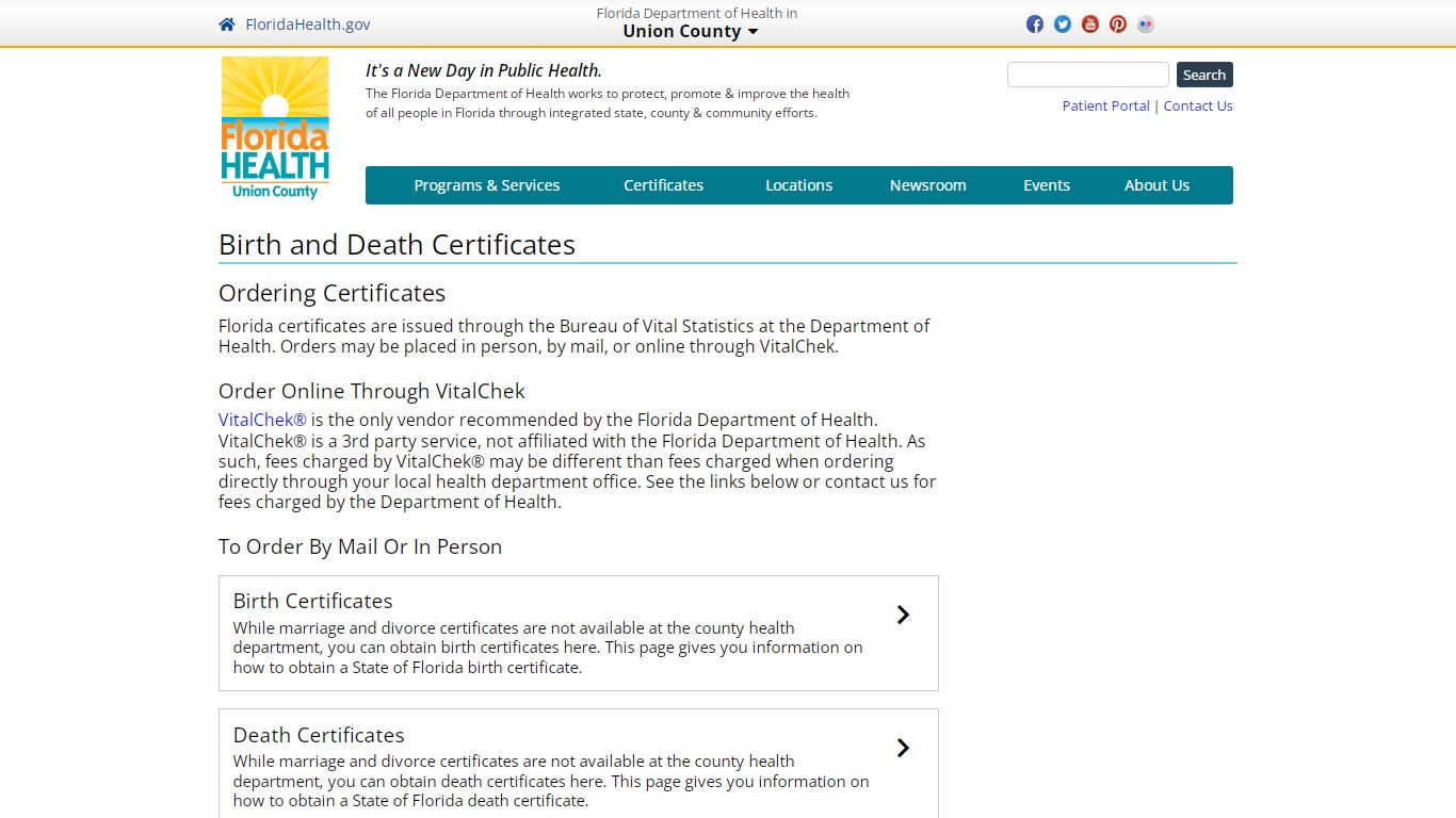 Birth and Death Certificates - Florida Department of Health