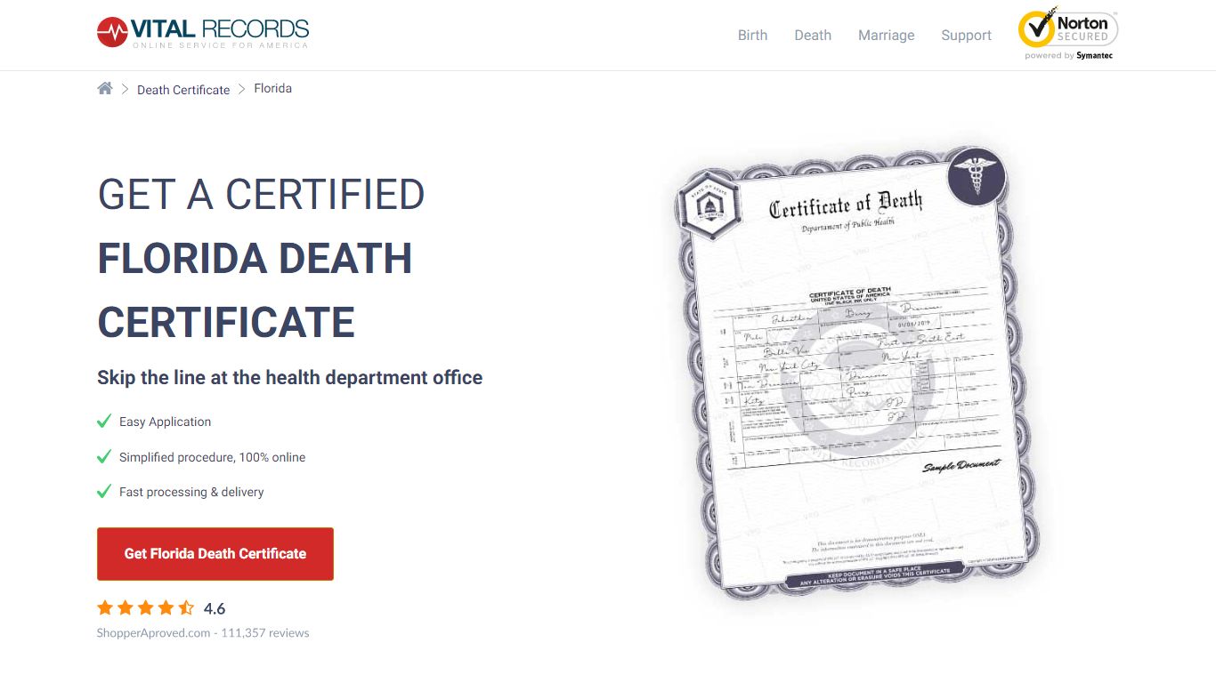Get a Certified Florida Death Certificate - Vital Records Online